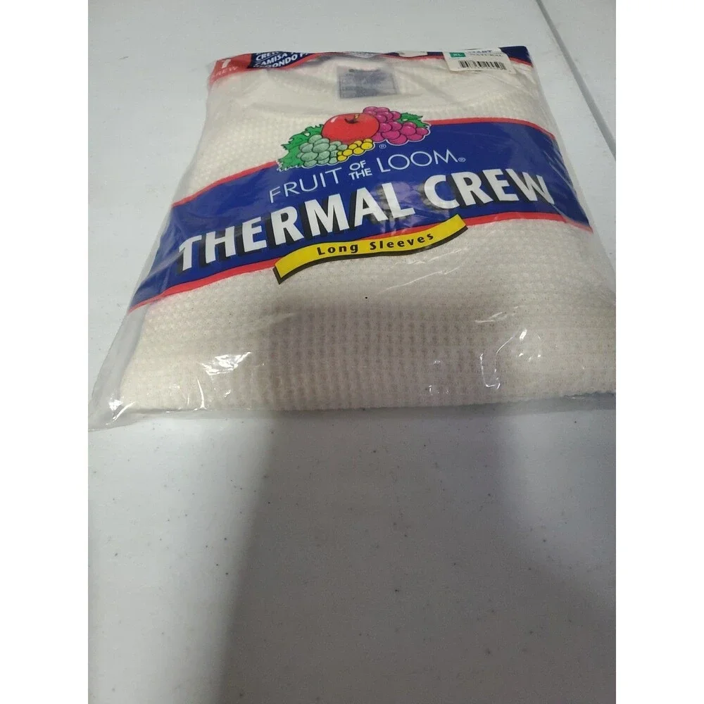 Vtg NOS Fruit of the Loom Men's Thermal Crew Long Sleeve Shirt Underwear Size XL